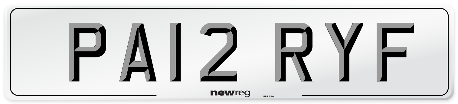 PA12 RYF Number Plate from New Reg